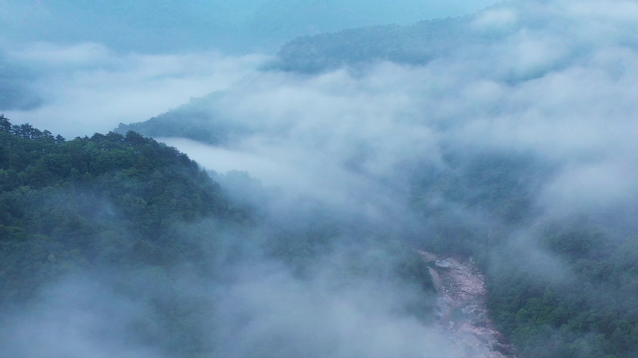 雾中的雪岳山风景/韩国江原道麟蹄郡视频素材