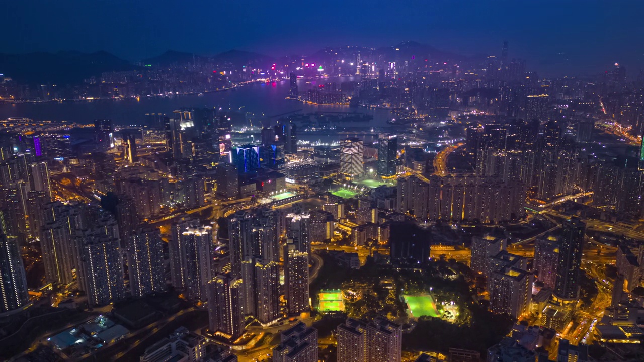 从白天到夜晚的香港城市景观视频素材