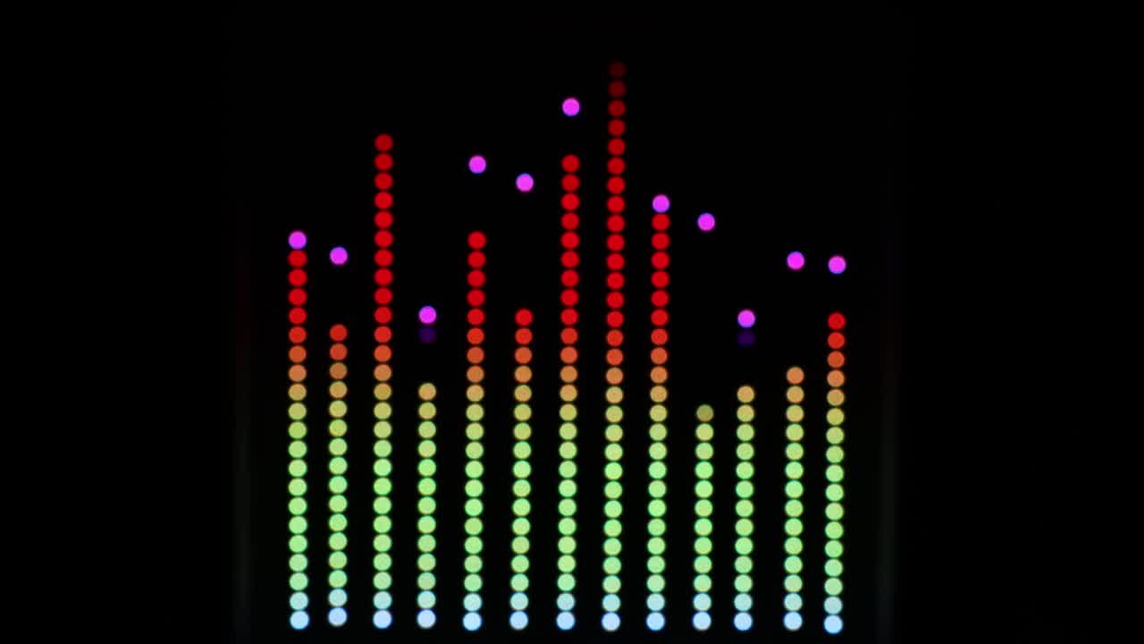 4k抽象Led面板光像素化多色抽象光泽表面-音频运动背景视频素材