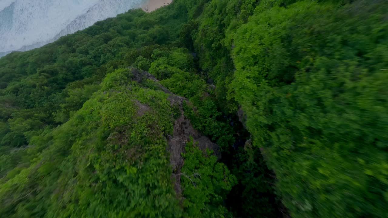 山速度低潜水丛林色彩裂缝蓝色海海浪天堂海滩视频素材