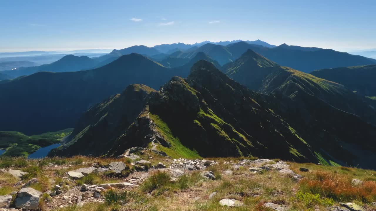 绿色的阿尔卑斯山在阳光明媚的早晨夏天自然户外背景视频素材