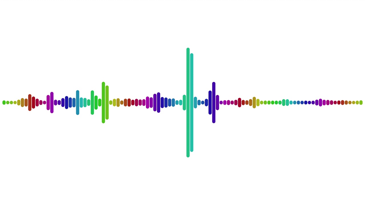 4k抽象音乐声波或音频波从孤立的白色背景。线数字极简的声音和音轨波均衡器。形状线体积或语音符号动画背景。视频素材