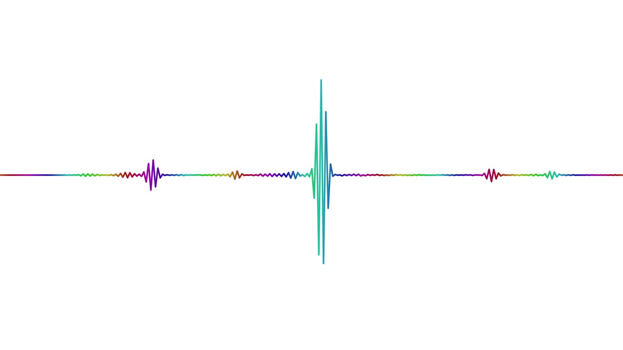 4k抽象音乐声波或音频波从孤立的白色背景。线数字极简的声音和音轨波均衡器。形状线体积或语音符号动画背景。视频素材