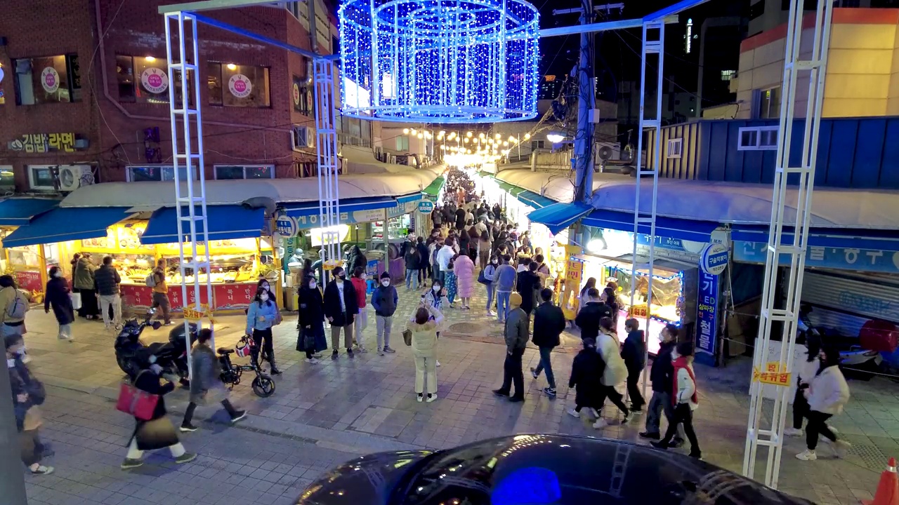 灯光节日的时间流逝在海云台，釜山，韩国，亚洲视频素材