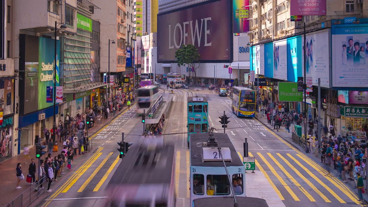 时光流逝的香港城市街道视频素材