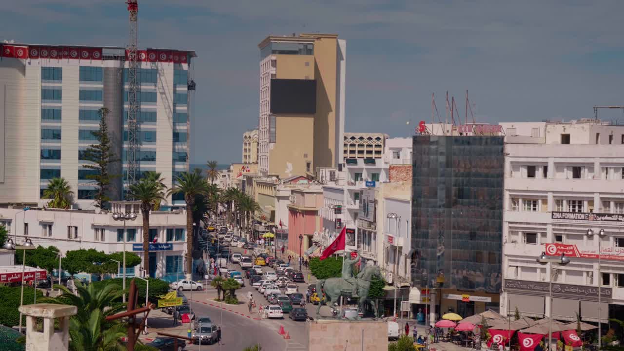 突尼斯首都苏萨市全景。视频素材