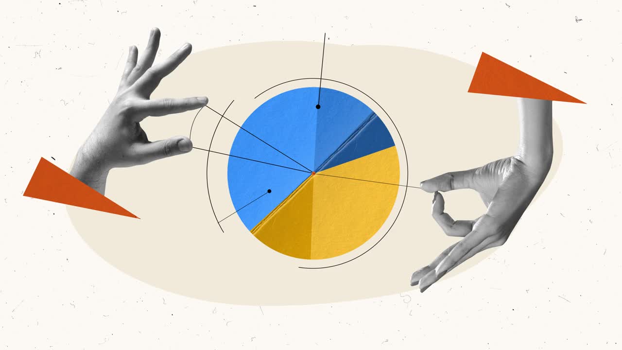 人类交出分析和图表。财务分配。定格动画。概念设计。视频素材