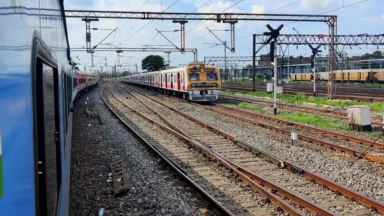 印度铁路之旅。通过火车门拍摄的美丽景色。Digha火车。视频素材