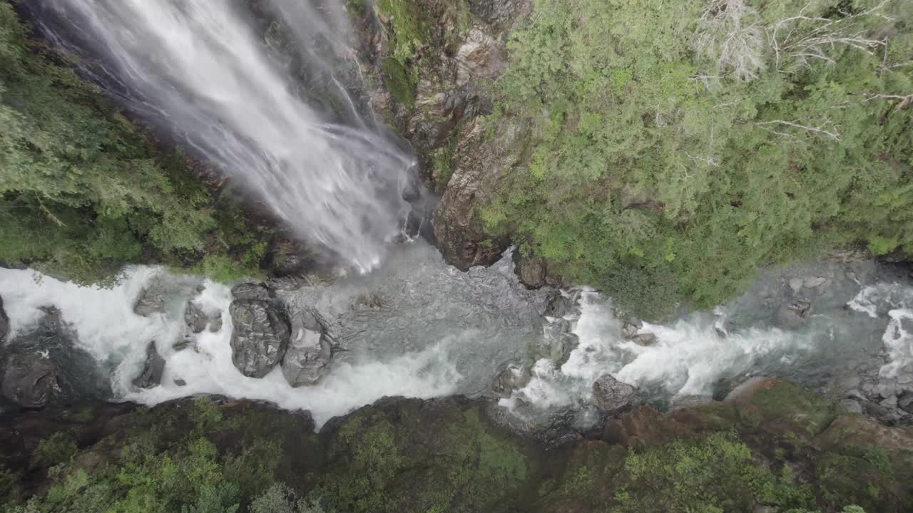 瀑布沿着森林里的一条河流下来视频素材