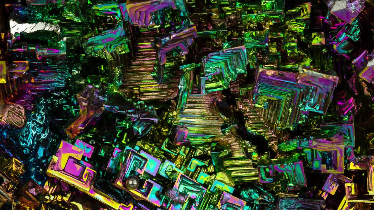 bismuth crystal top view 360° rotation in 4k视频素材