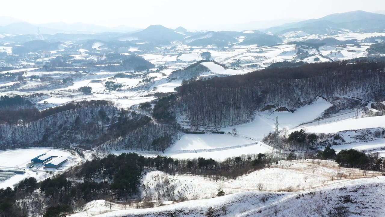 韩国江原道平昌郡大关岭附近的雪景视频素材