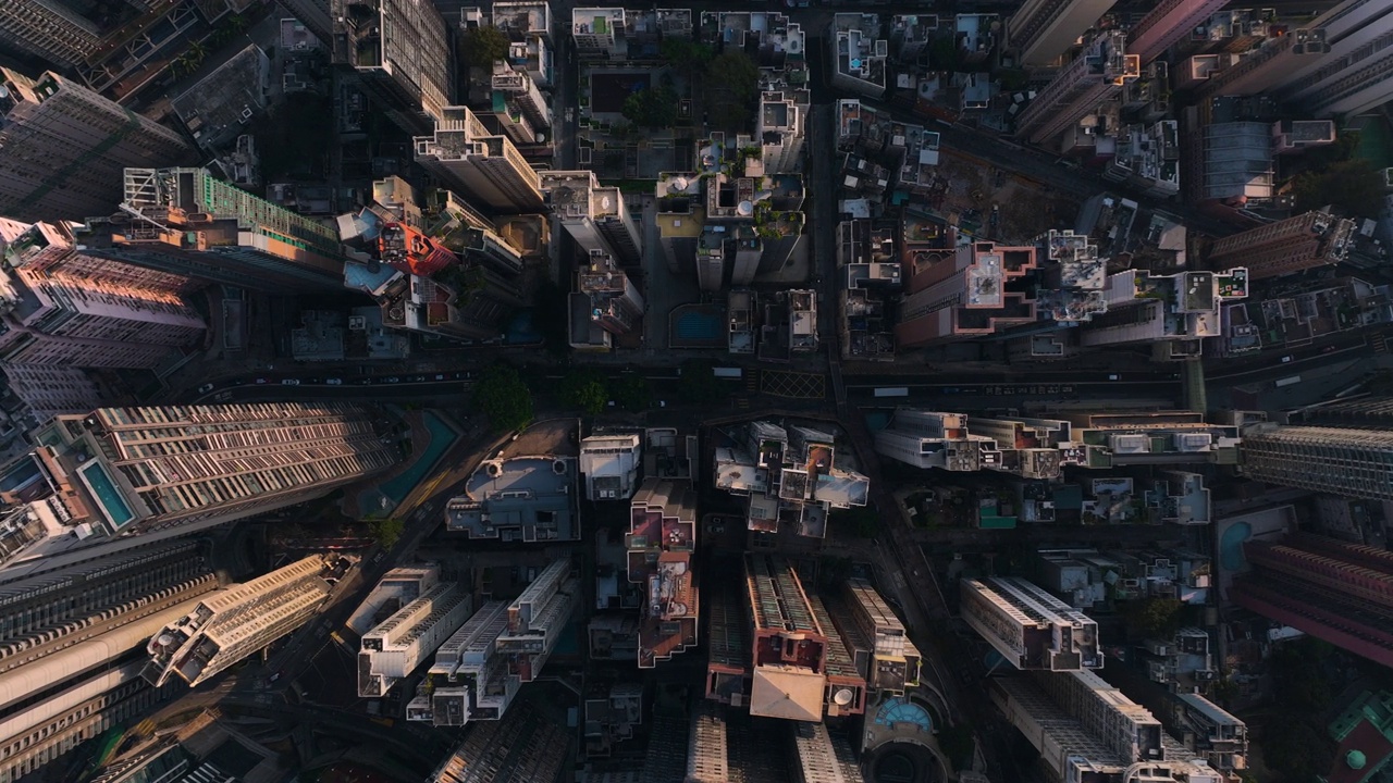 俯瞰香港市区街道视频素材