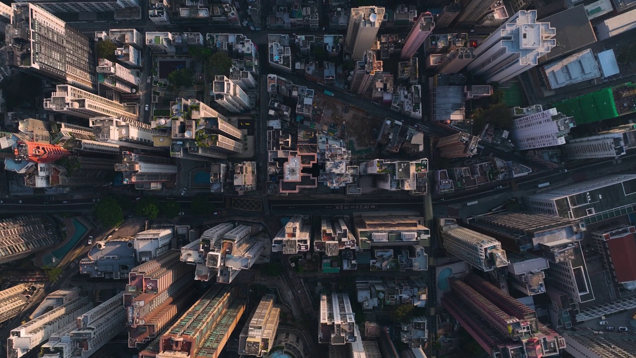 俯瞰香港市区街道视频素材