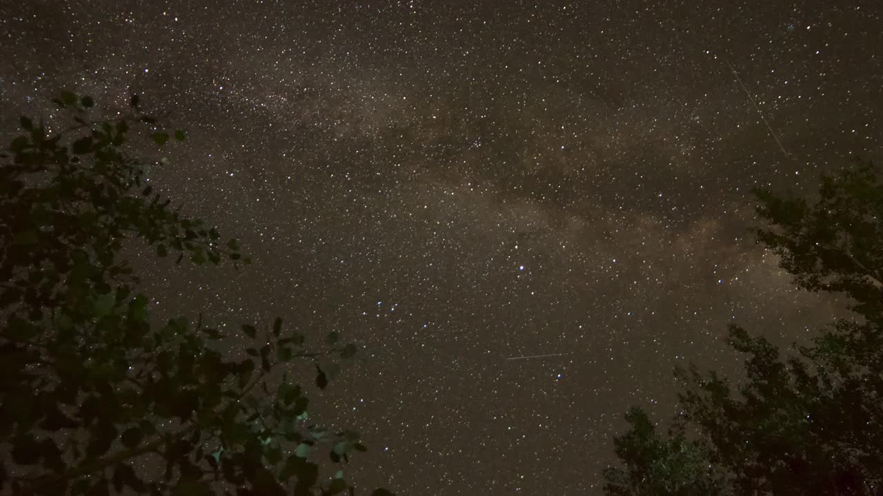 随着日出的临近，星星和银河系的夜空的时间流逝旋转-特柳赖德，科罗拉多州视频素材