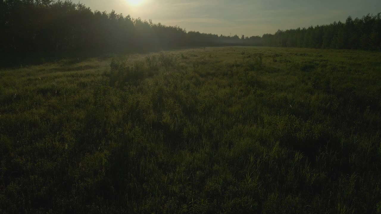 随着日出的到来，相机飞过了清晨的风景。视频素材