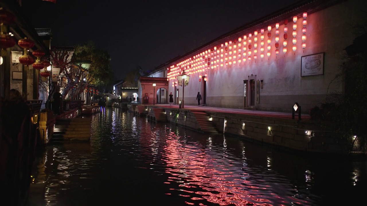 南浔古镇的夜景视频素材