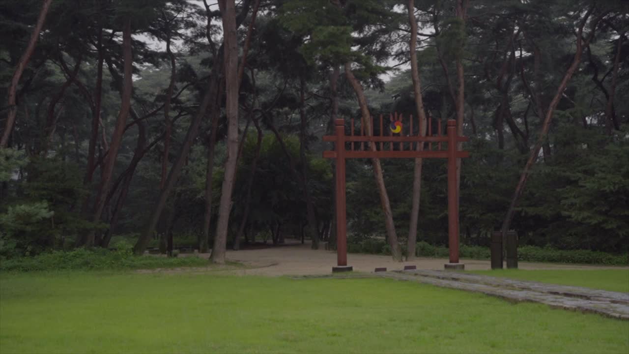 下雨天，韩国京畿道南杨州市，撒陵王陵附近视频素材