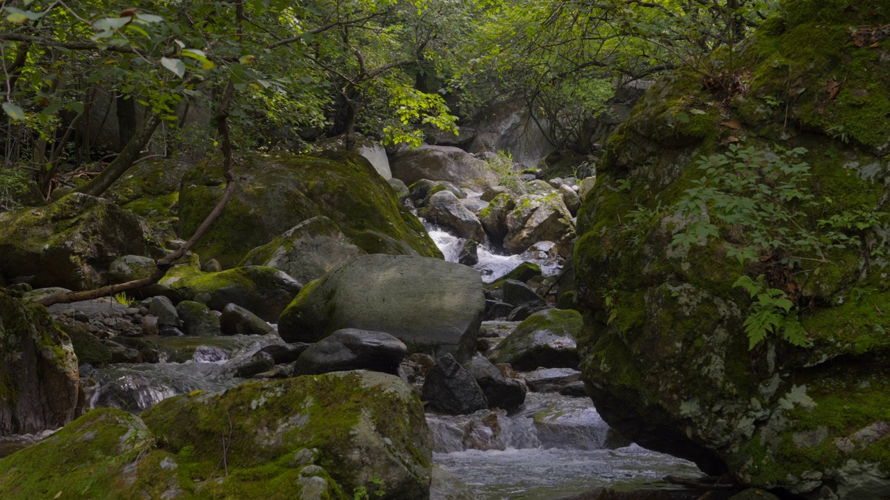 韩国京畿道加平郡，清平面附近山谷里的流水视频素材