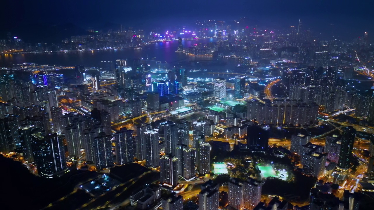 无人机拍摄的香港城市夜景视频素材