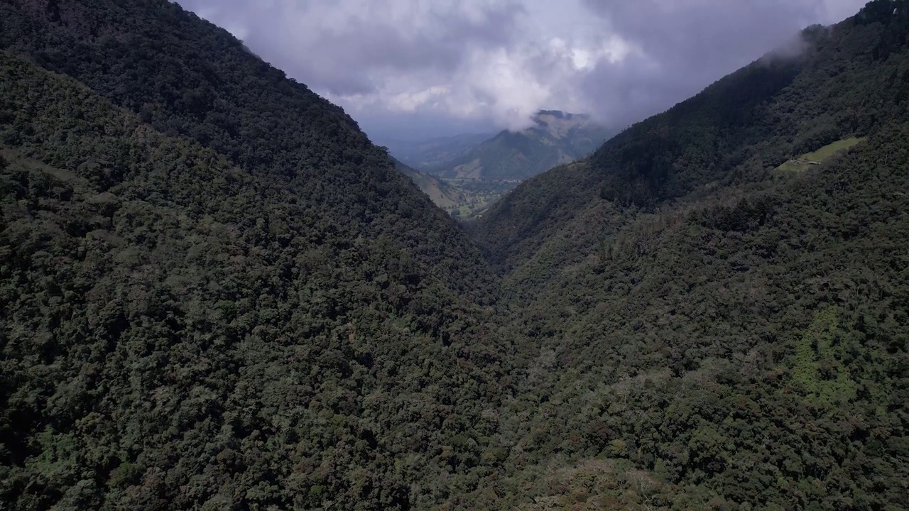 多云的天空在哥伦比亚哥伦比亚亚热带雨林山脉日落视频素材