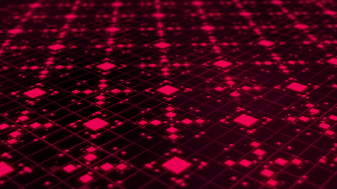 动画暗粉红色闪烁的方形数字抽象背景视频素材