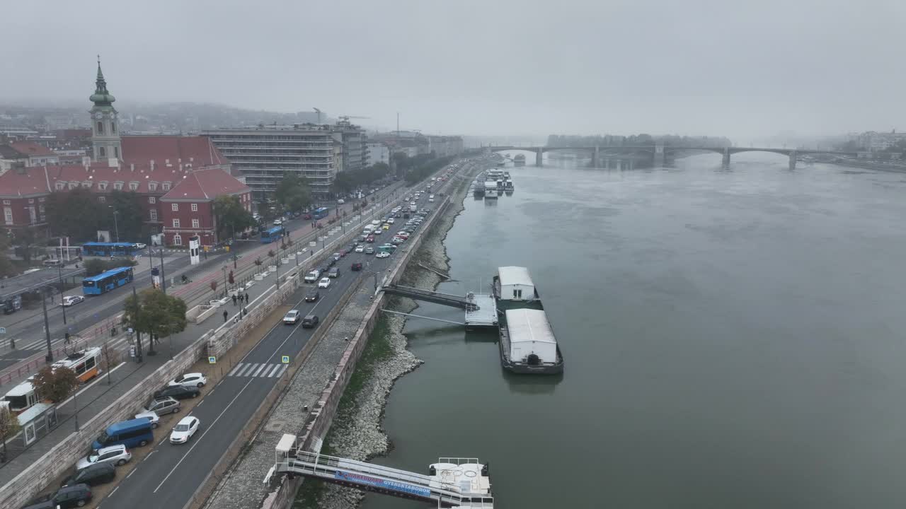 布达佩斯城市天际线鸟瞰图，布达一侧，匈牙利视频素材