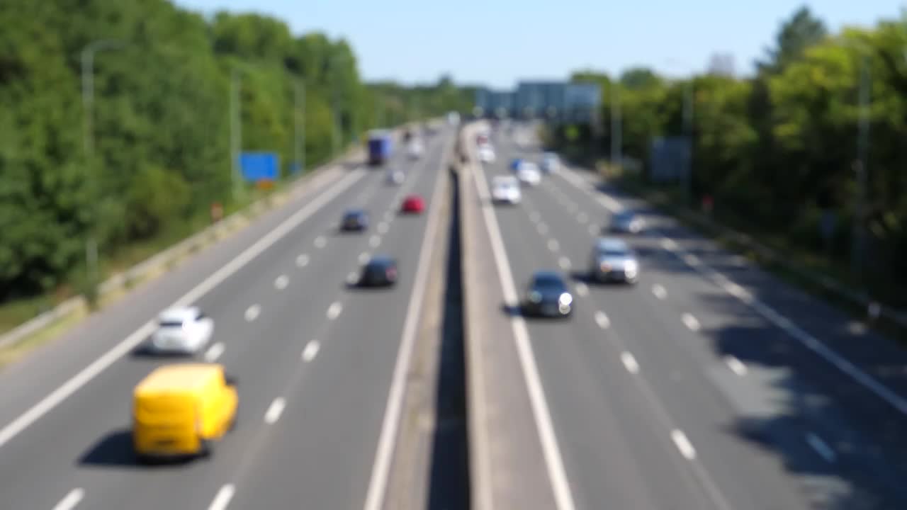 夏日里顺畅的公路交通模糊了视线视频素材