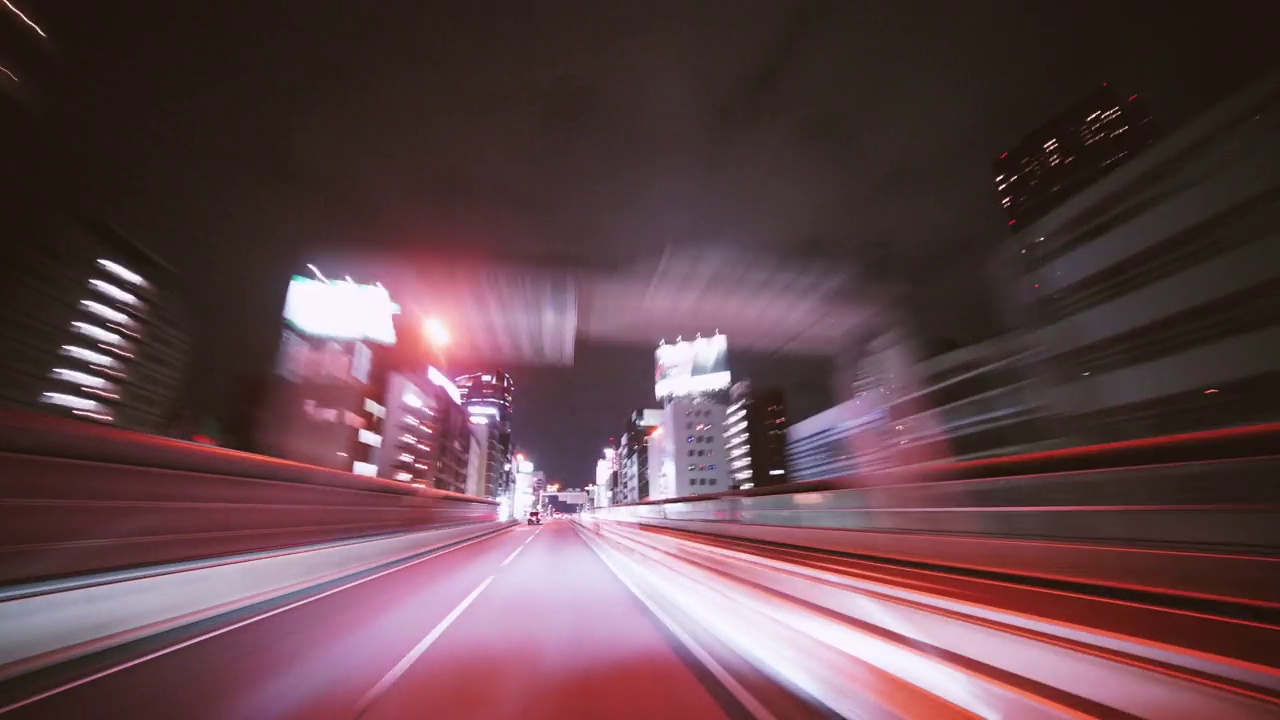 驾驶在东京高速公路-夜景时间流逝视频素材