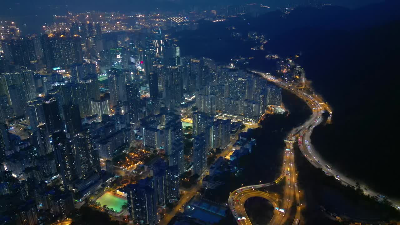 香港城市夜景鸟瞰图视频素材