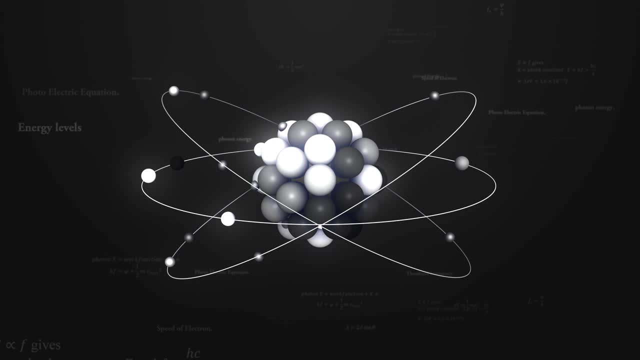 4k原子模型(电子、中子、质子)。无缝循环视频素材