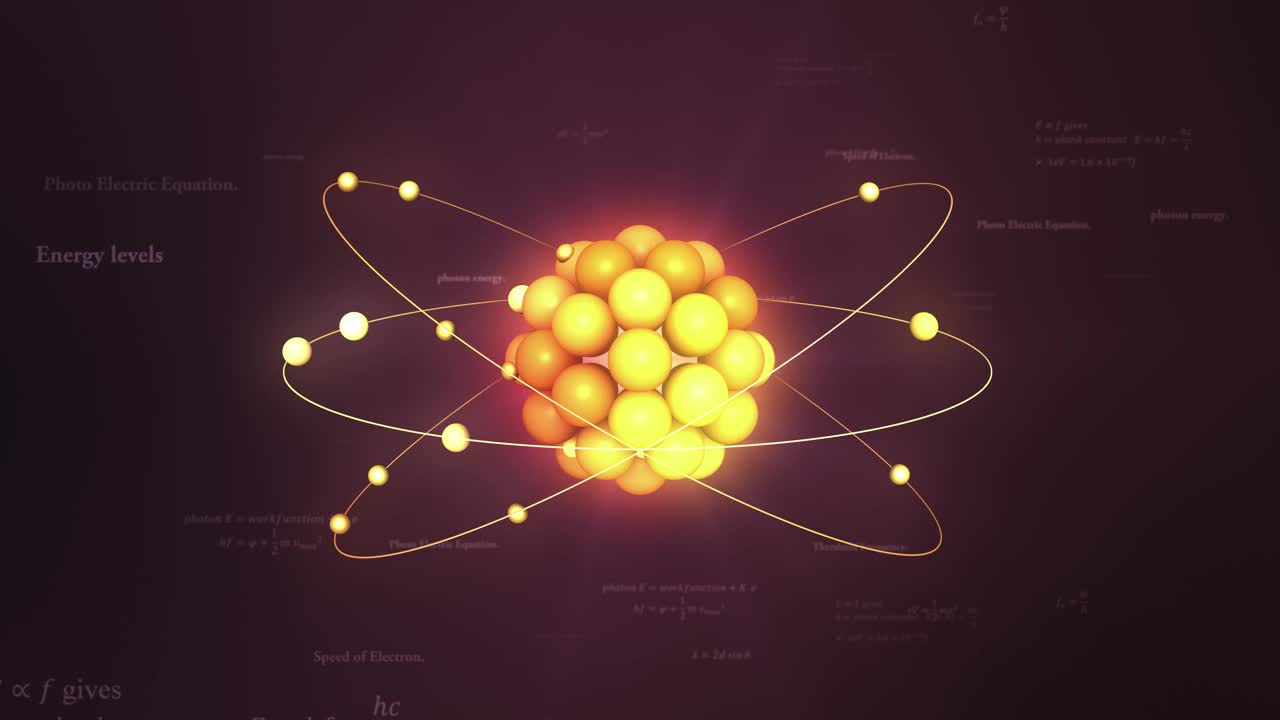 4k原子模型(电子、中子、质子)。无缝循环视频素材