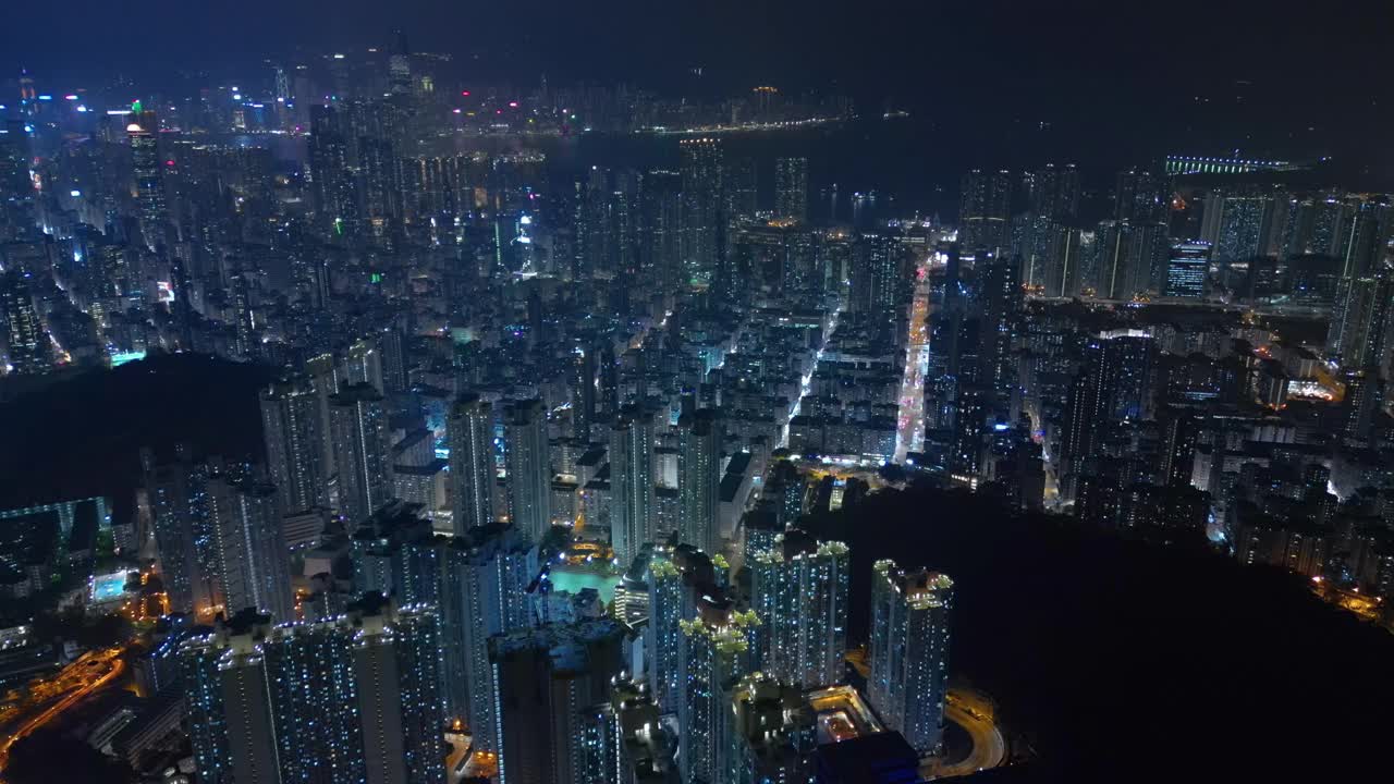 无人机拍摄的香港城市夜景视频素材