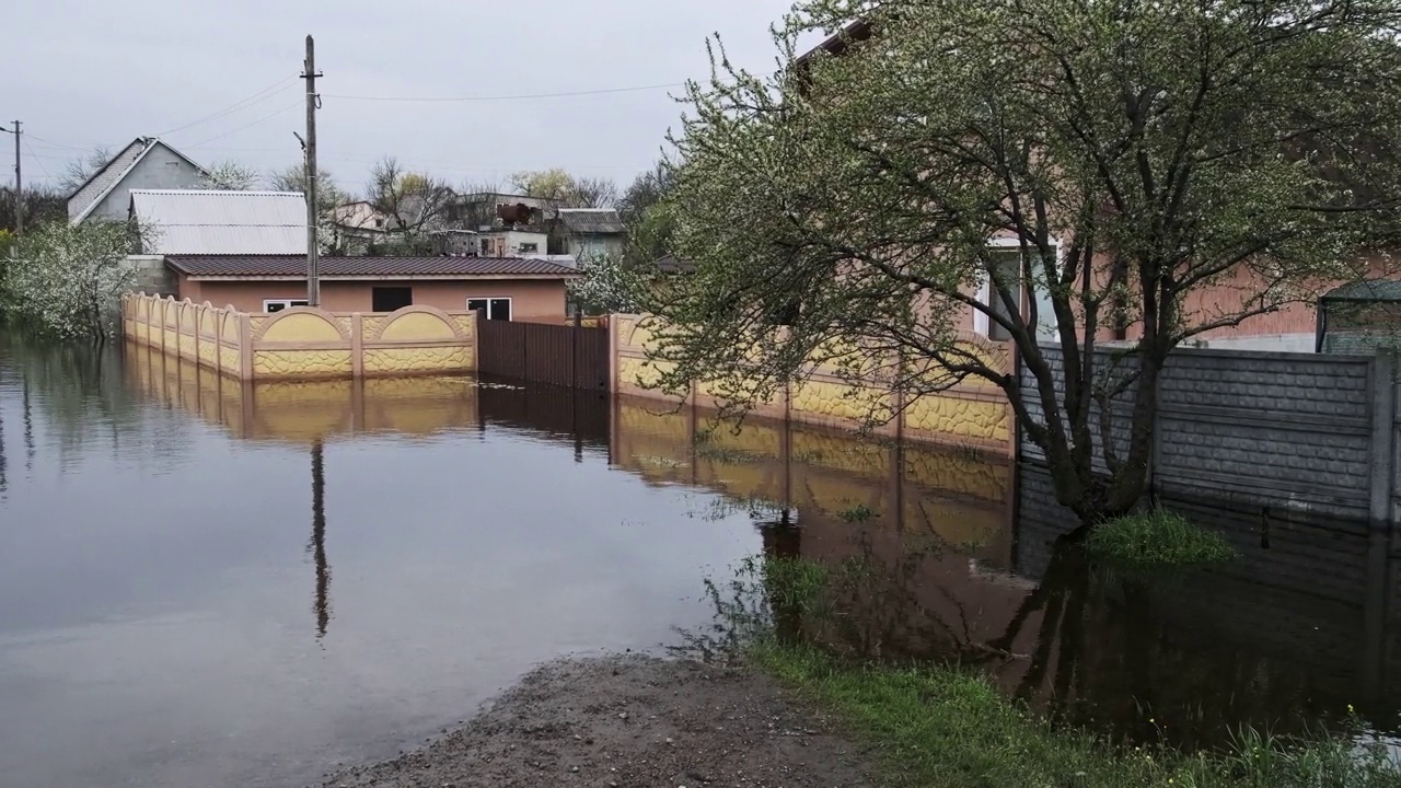 乡村民宅淹水、溢水、自然灾害视频素材