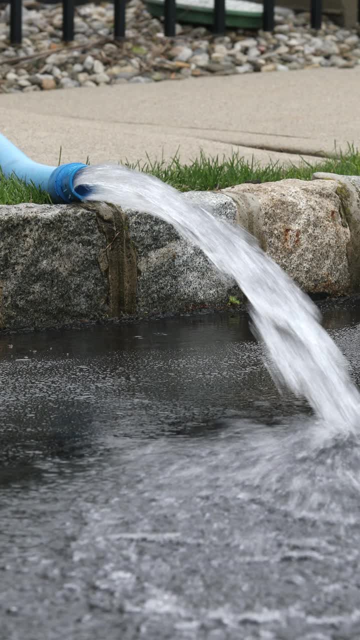 排水管，把水从路边抽走视频素材