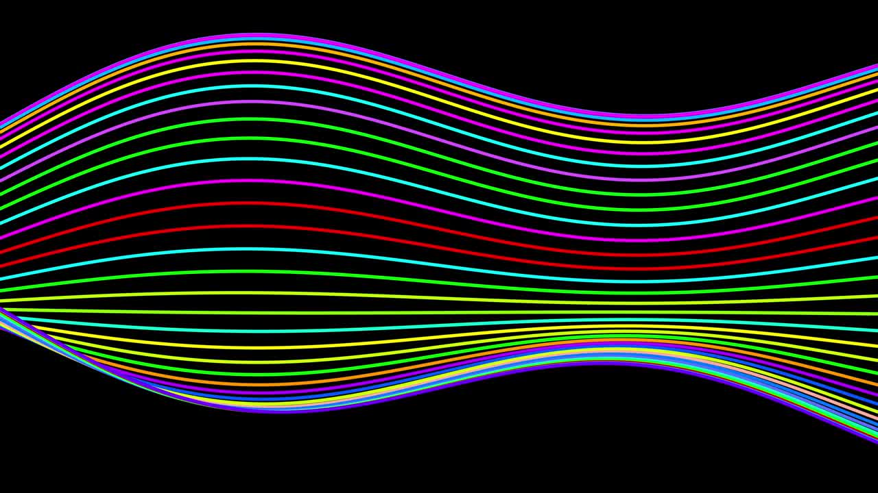 黑色背景上的多色线条艺术。视频素材