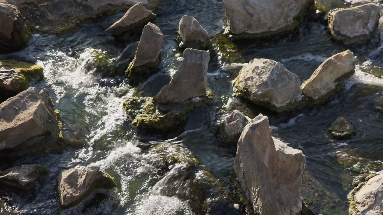 野生河流在森林中流动，带有台湾的岩石景观。视频素材