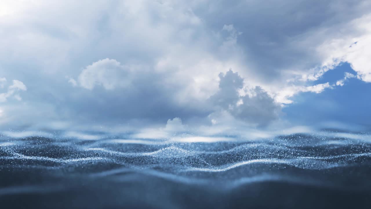 梦幻般的天空时间流逝与抽象的海浪复制空间动画背景。视频素材