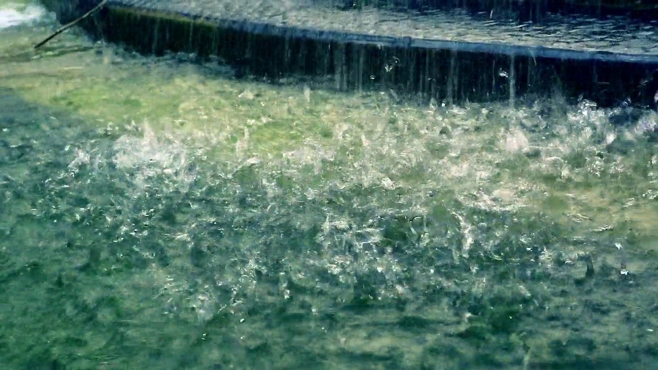 大雨落在水面上视频素材