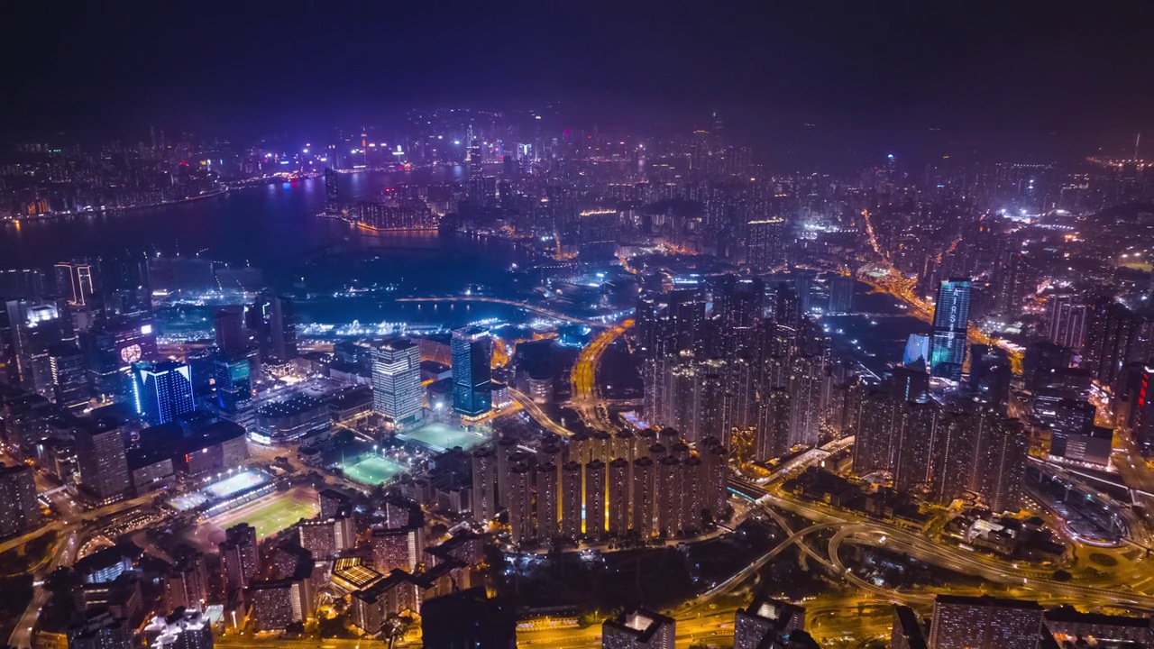 超缩航拍香港夜景视频素材