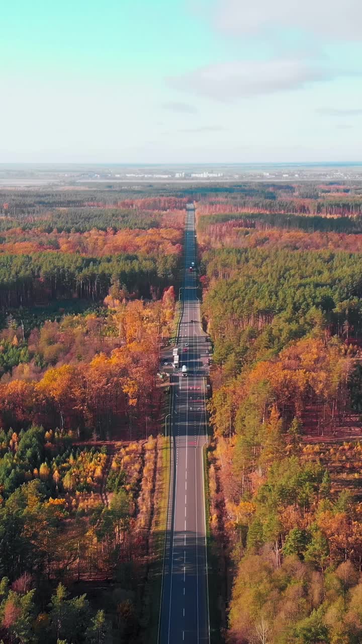 高速公路多线移动车辆。垂直视频视频素材