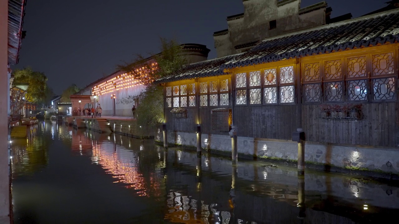 中国古镇南浔夜景视频素材