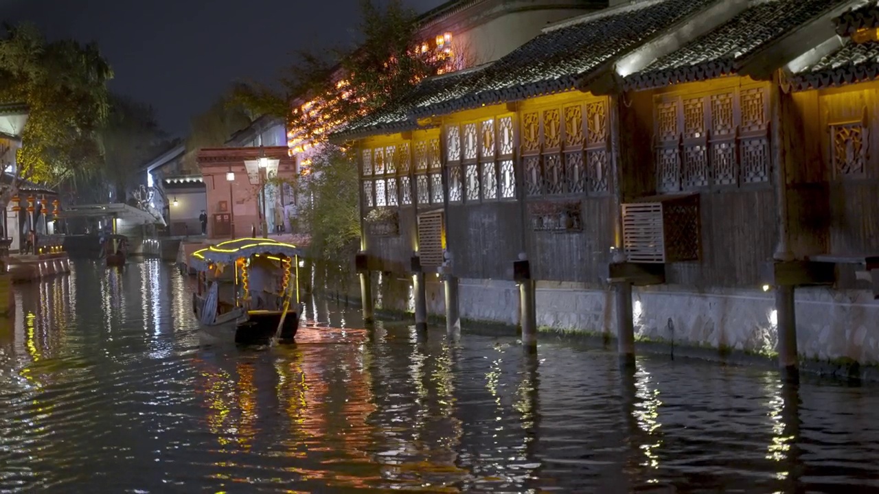 中国古镇南浔夜景视频素材