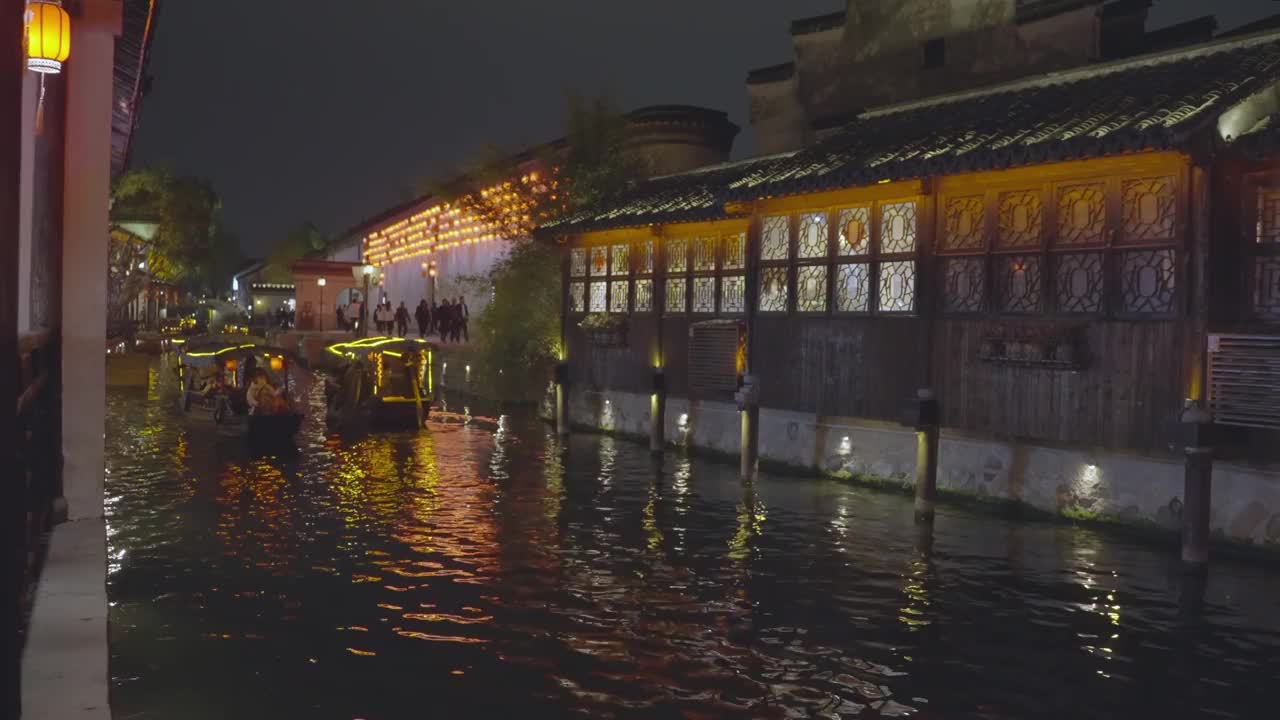 中国古镇南浔夜景视频素材