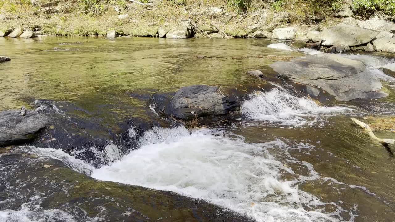 淡水，流动的溪流和瀑布视频素材