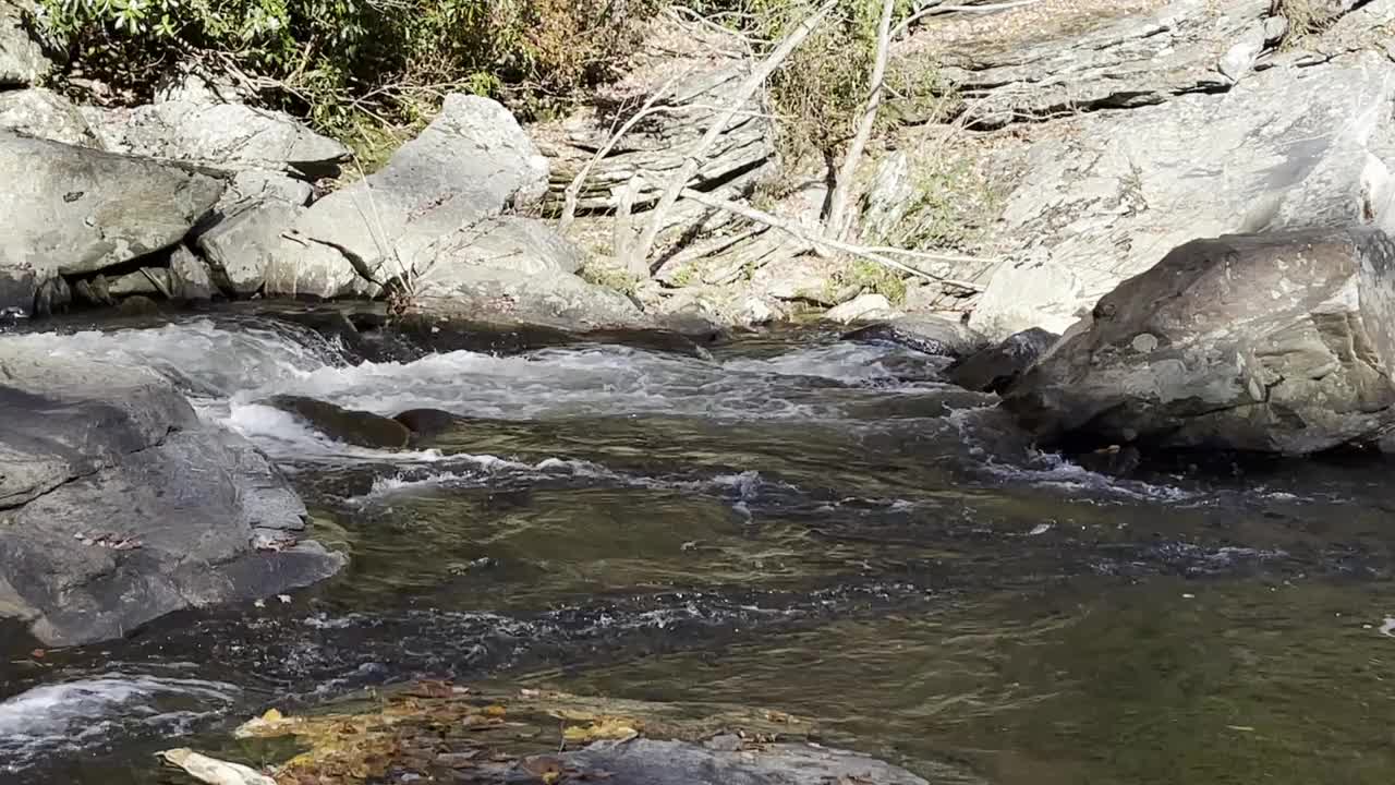 淡水，流动的溪流和瀑布视频素材