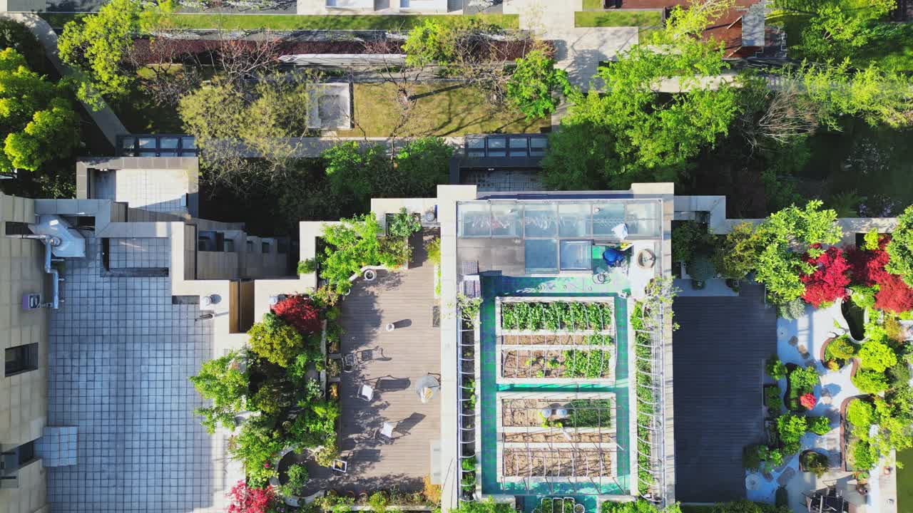 HDR视频，生态住宅建筑鸟瞰图视频素材