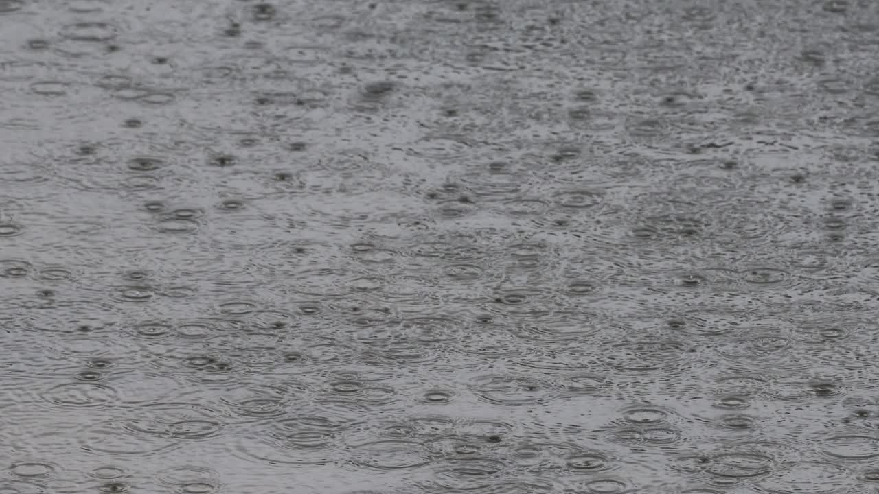 雨滴在水面上的镜头视频素材