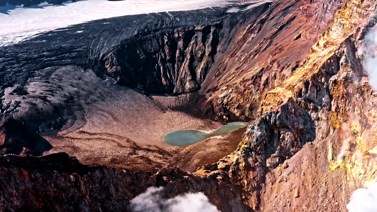 火山上空的山湖视频素材