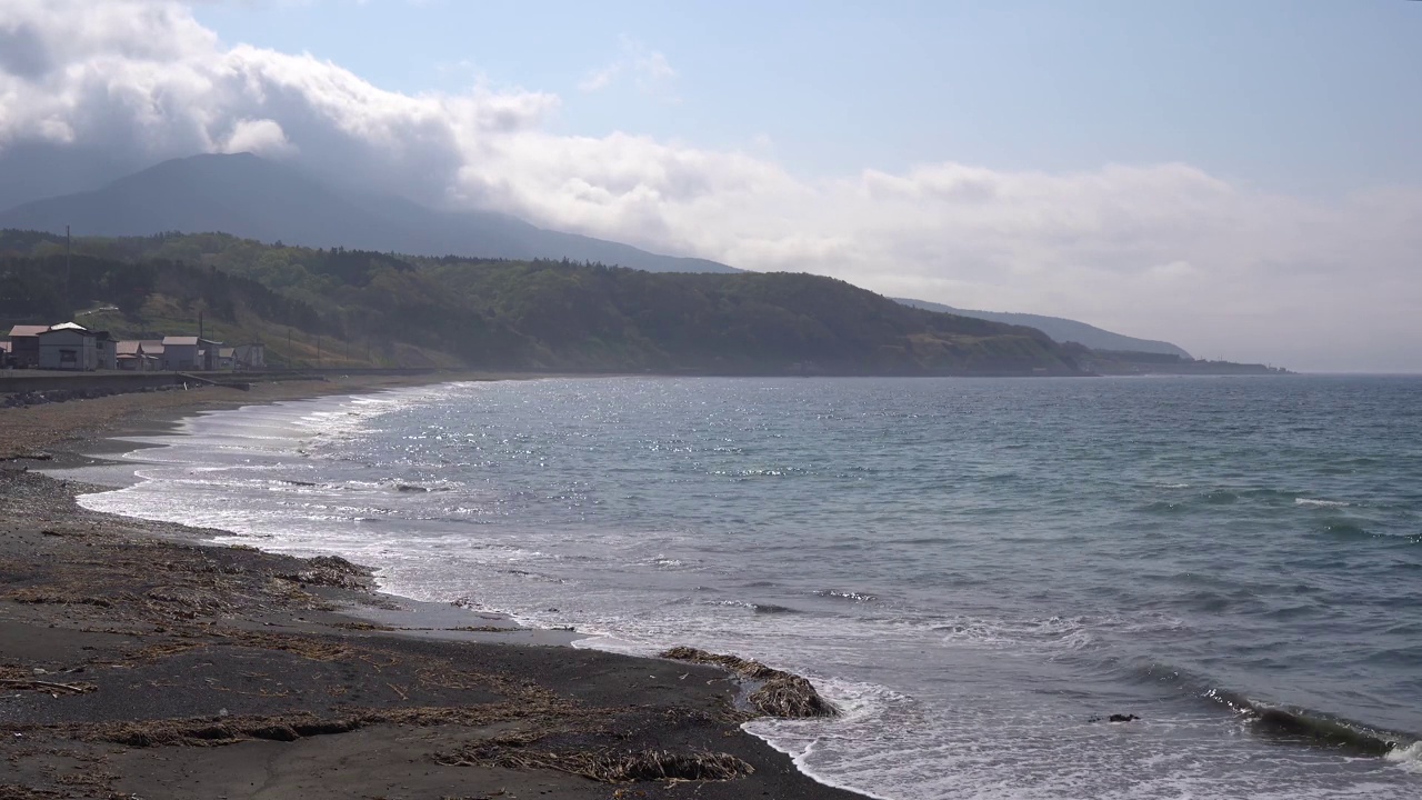 日本北海道沙玛尼镇的海景视频素材