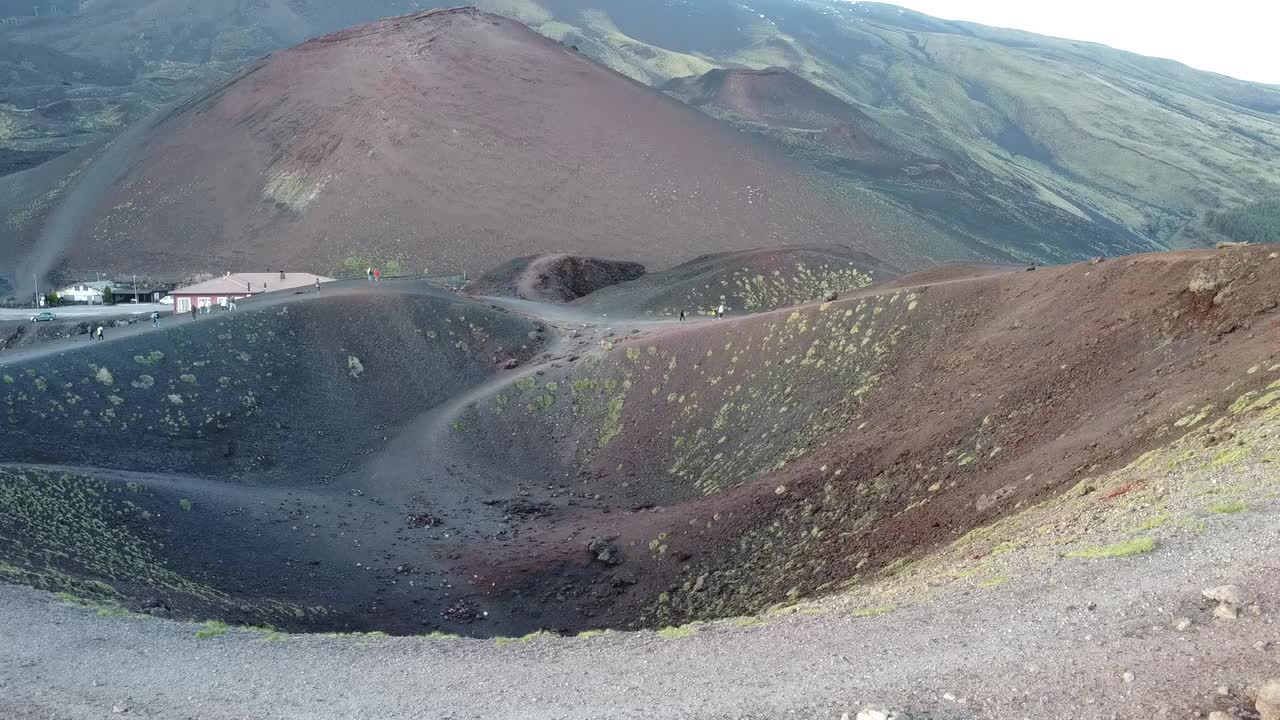 埃特纳火山陨石坑鸟瞰图视频素材